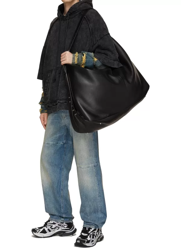 Tote Bags>JUUN.J Large Leather Hobo Bag