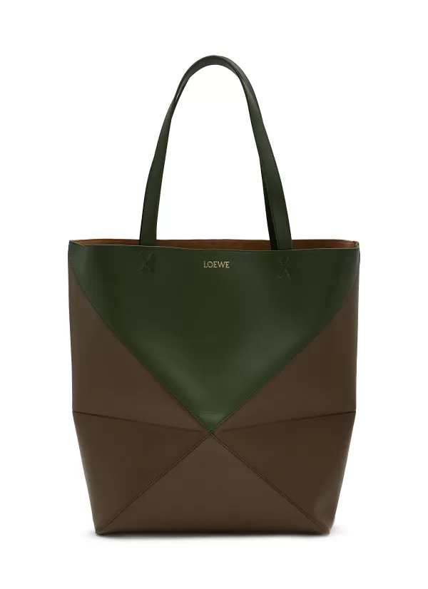 Tote Bags>LOEWE Large Puzzle Fold Bicolour Leather Tote Bag