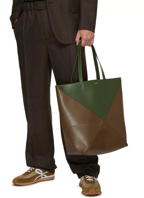 Tote Bags>LOEWE Large Puzzle Fold Bicolour Leather Tote Bag