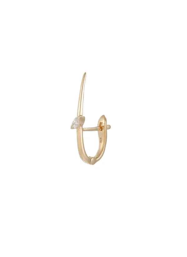 Fashion Jewellery>MÉTIER BY TOMFOOLERY Large Skinny Point 9K Yellow Gold Diamond Huggie Earring