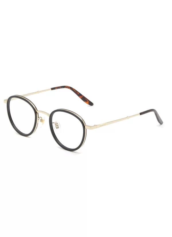 Eyewear>GUCCI Layered Acetate Frame Round Optical Glasses