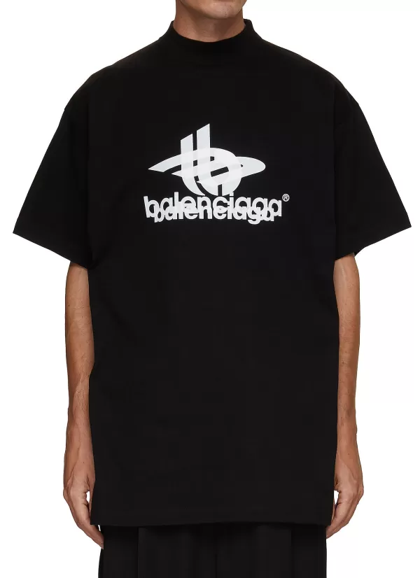 T-Shirts>BALENCIAGA Layered Double Logo T-Shirt