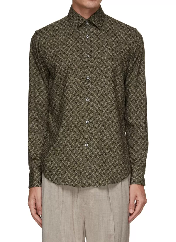 Shirts>CANALI Leaf Print Sport Shirt