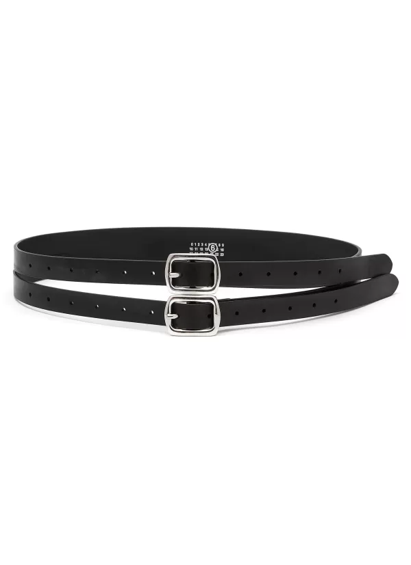 Belts>MM6 MAISON MARGIELA Leather Double Buckle Belt