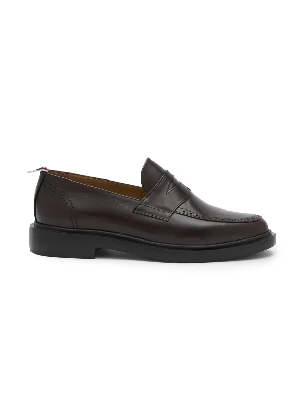 Flats>THOM BROWNE Leather Loafers