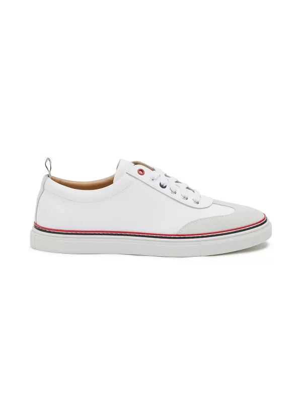 Sneakers>THOM BROWNE Leather Low Top Sneakers