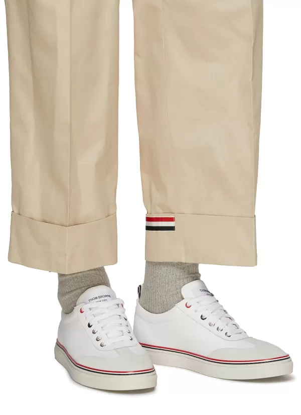 Sneakers>THOM BROWNE Leather Low Top Sneakers