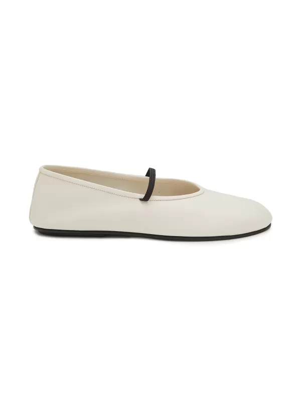 Flats>THE ROW Leather Mary Jane Ballerina Flats