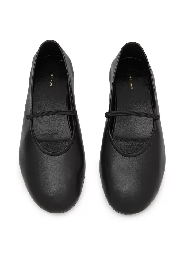 Flats>THE ROW Leather Mary Jane Ballerina Flats