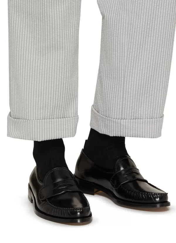 Flats>THOM BROWNE Leather Penny Loafers