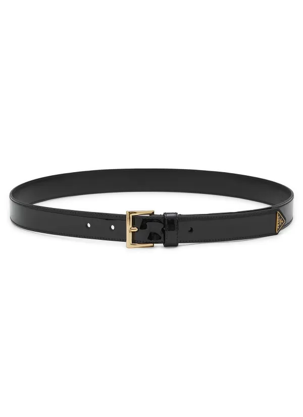 Belts>PRADA Leather Square-Buckle Belt