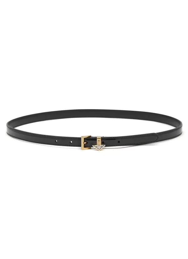 Belts>PRADA Leather Square-Buckle Belt