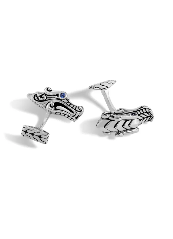 Fine Jewellery>JOHN HARDY Legends Naga Sterling Silver Blue Sapphire Cufflinks