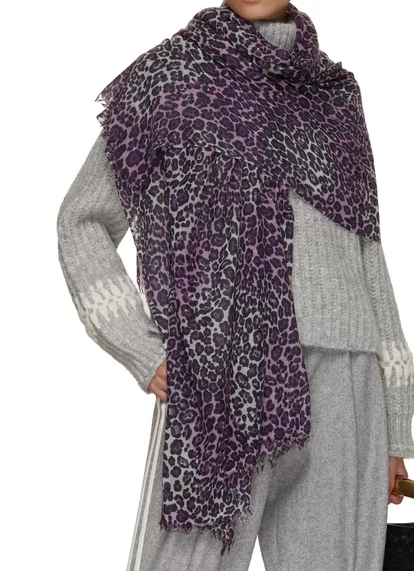 Scarves & Wraps>JOVENS Leopard Pirnt Cashmere Shawl