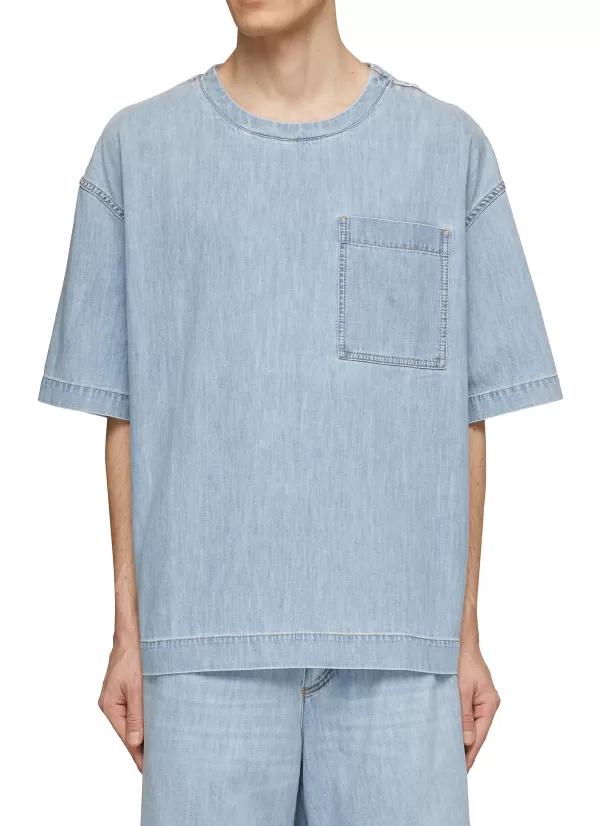 T-Shirts>BOTTEGA VENETA Light Bleach Boxy Denim T-Shirt