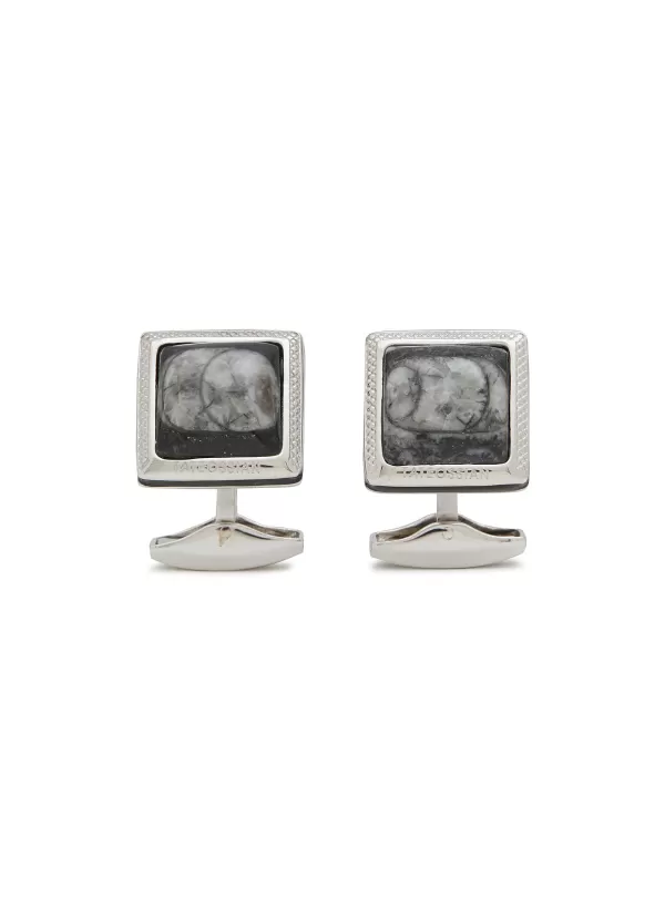 Cufflinks>TATEOSSIAN Limited Edition Sterling Silver Ammonite Enamel Edge Square Cufflinks