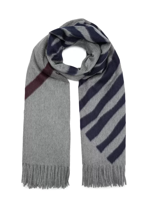 Scarves>COLOMBO Line Print Cashmere Scarf