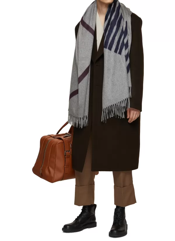 Scarves>COLOMBO Line Print Cashmere Scarf