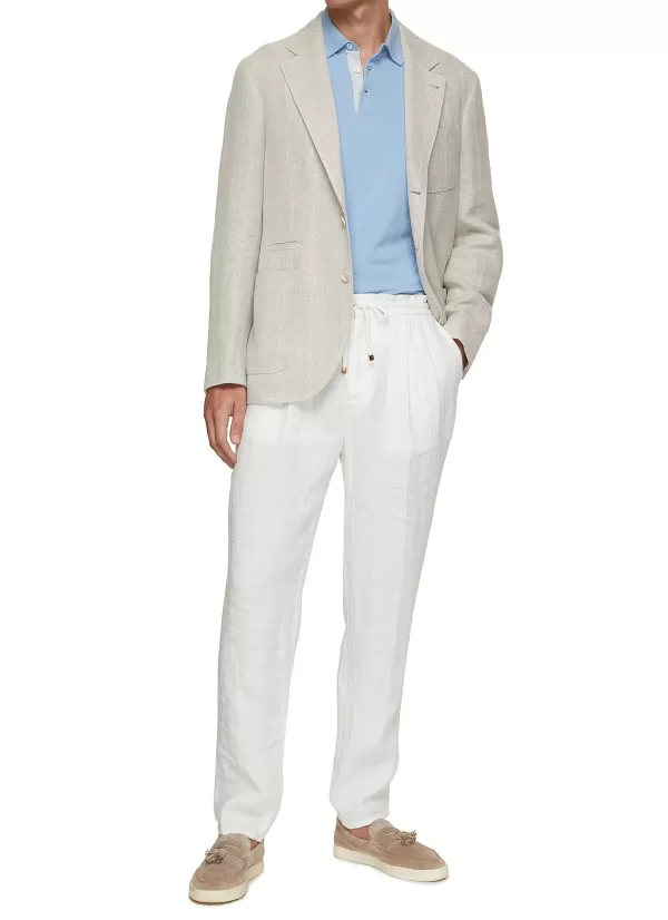 Suits>BRUNELLO CUCINELLI Linen Silk Wool Cotton Deconstructed Blazer