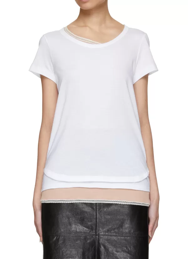 Tops>N21 Lingerie Hem Round Neck T-Shirt