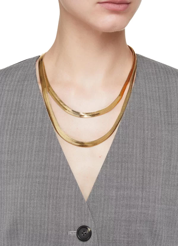 Fashion Jewellery>DEMARSON Lisa Herringbone 12K Gold Plated Chain Layered Necklace