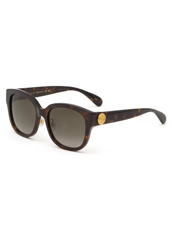 Eyewear>GUCCI Logo Acetate Round Sunglasses