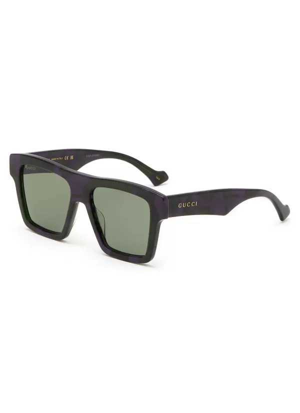 Eyewear>GUCCI Logo Acetate Square Sunglasses