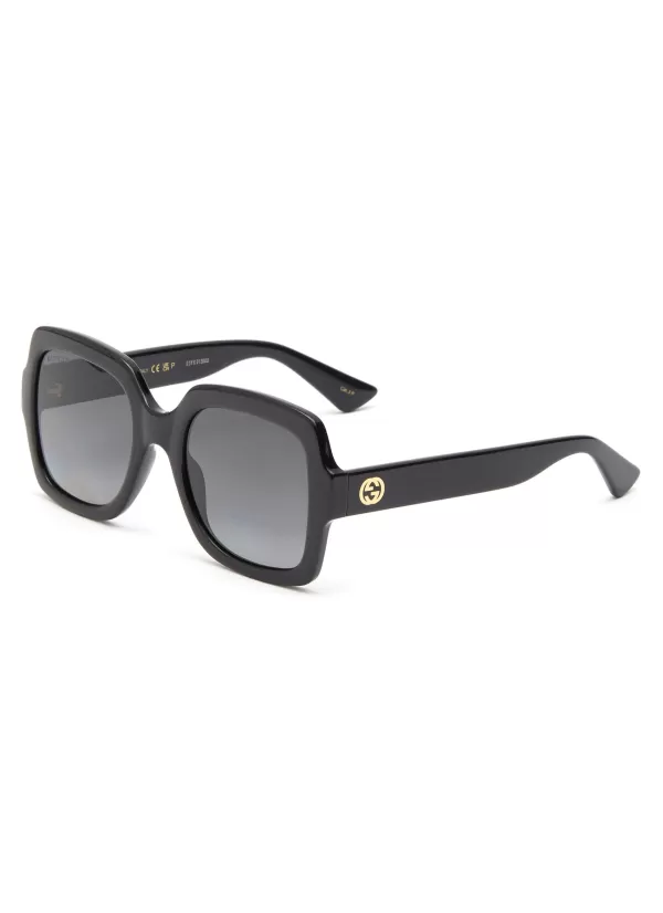 Eyewear>GUCCI Logo Acetate Square Sunglasses