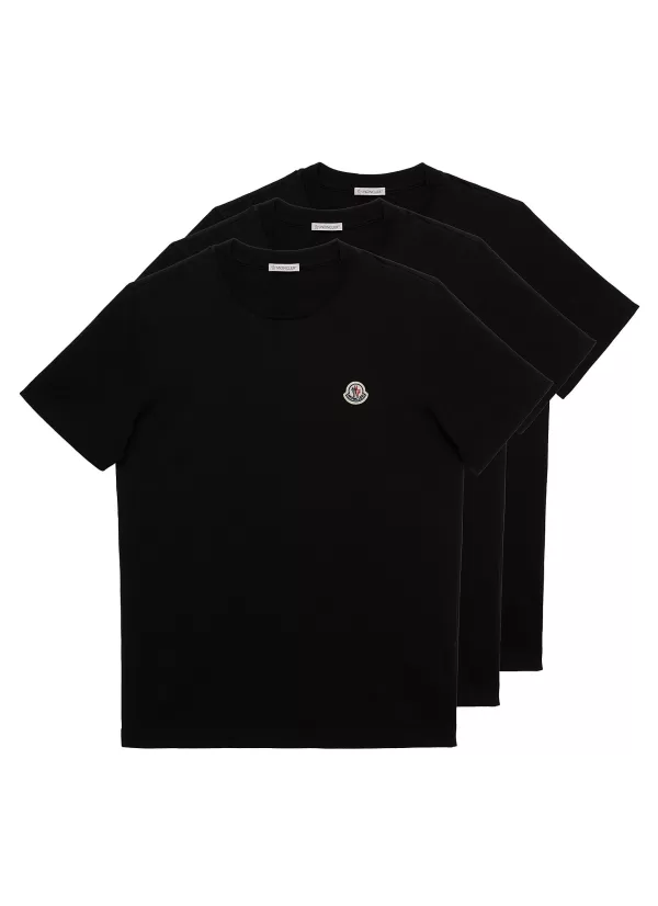 T-Shirts>MONCLER Logo Badge Crewneck T-Shirt