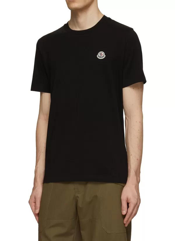 T-Shirts>MONCLER Logo Badge Crewneck T-Shirt