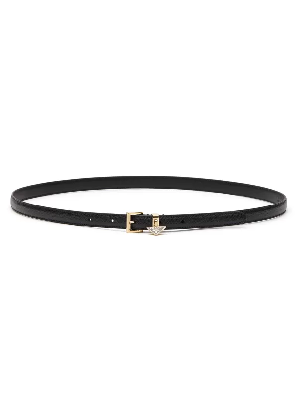 Belts>PRADA Logo Buckle Saffiano Leather Belt