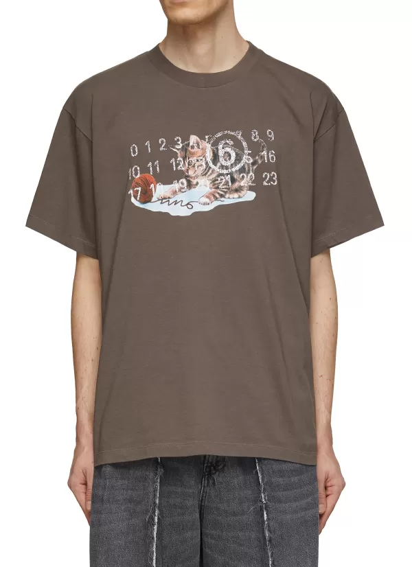 T-Shirts>MM6 MAISON MARGIELA Logo Cat Graphic T-Shirt