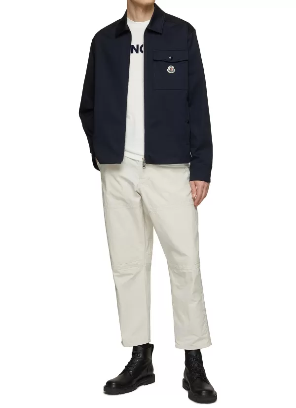 Shirts>MONCLER Logo Chest Pocket Zip Up Shirt Jacket