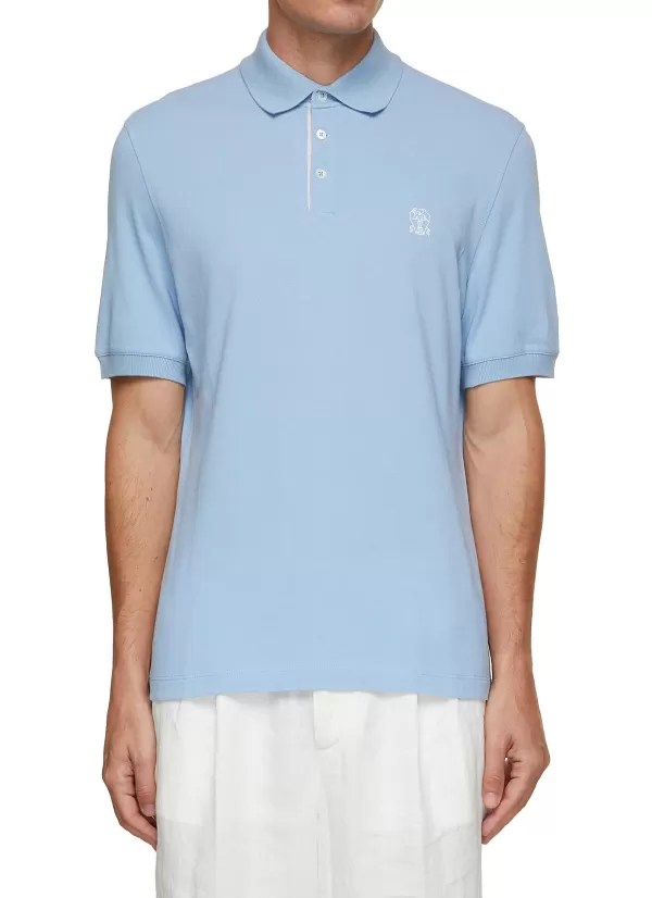 Polos>BRUNELLO CUCINELLI Logo Cotton Pique Polo