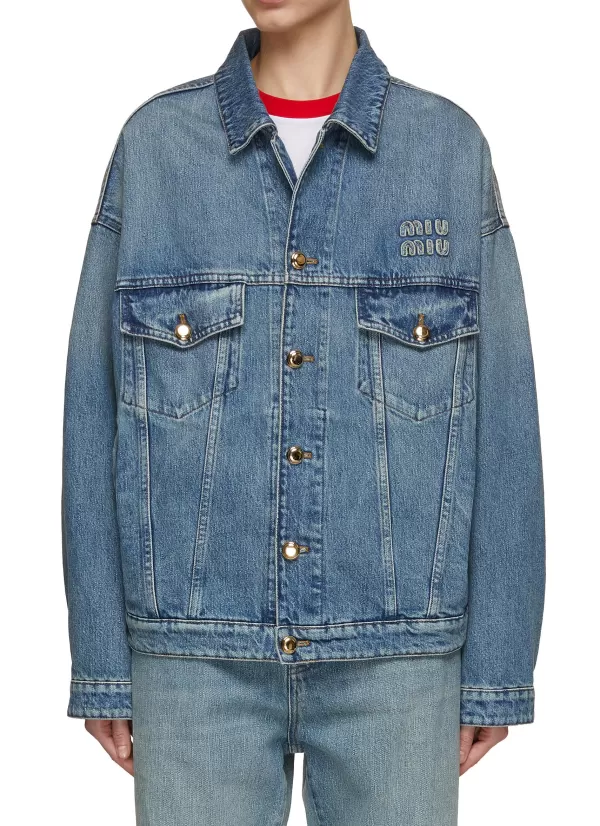 Jackets>MIU MIU Logo Denim Jacket