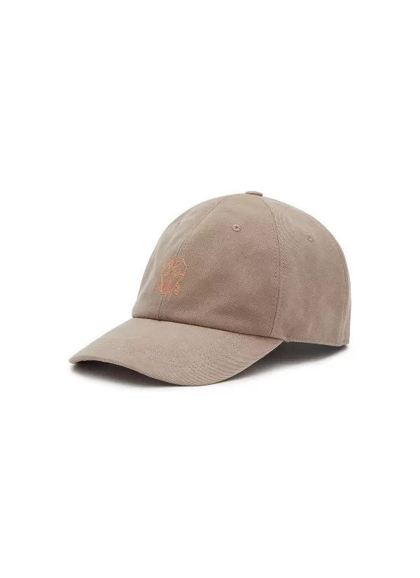 Hats & Gloves>BRUNELLO CUCINELLI Logo Embroidered Cotton Baseball Cap