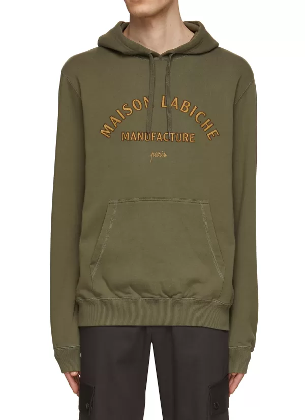 Pullovers & Hoodies>MAISON LABICHE Logo Embroidered Oragnic Cotton Hoodie