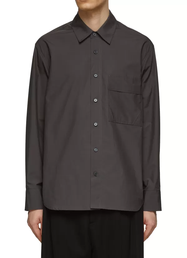 Shirts>SOLID HOMME Logo Embroidered Shirt