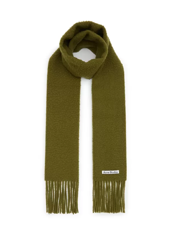 Scarves & Wraps>ACNE STUDIOS Logo Fringed Wool Scarf