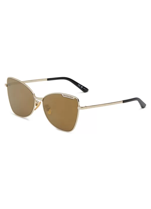 Eyewear>BALENCIAGA Logo Metal Aviator Sunglasses