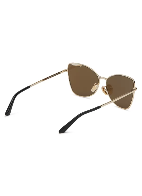 Eyewear>BALENCIAGA Logo Metal Aviator Sunglasses