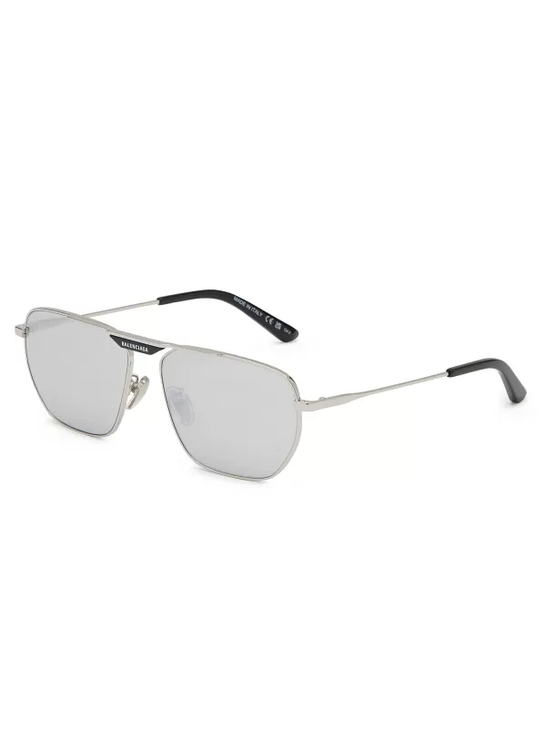 Eyewear>BALENCIAGA Logo Metal Sunglasses