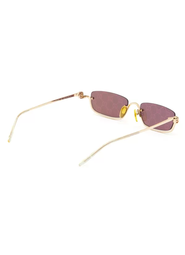 Eyewear>GUCCI Logo Mirror Lens Metal Half Frame Sunglasses