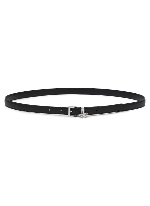 Belts>PRADA Logo Plaque Saffiano Leather Belt