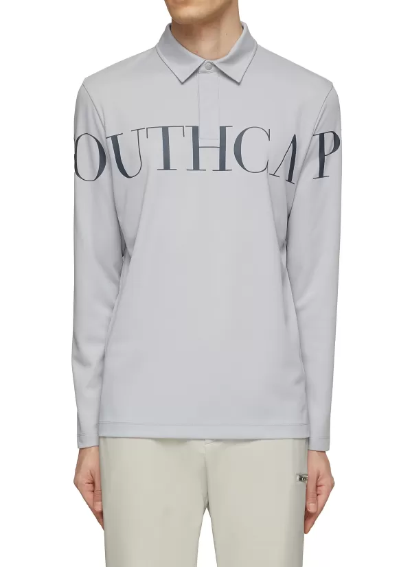 Polos>SOUTHCAPE Logo Print Long Sleeve Polo Shirt