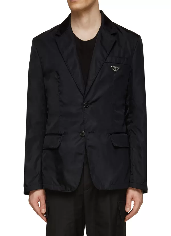 Suits>PRADA Logo Re-Nylon Single Breasted Blazer