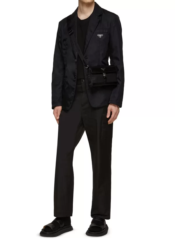 Suits>PRADA Logo Re-Nylon Single Breasted Blazer