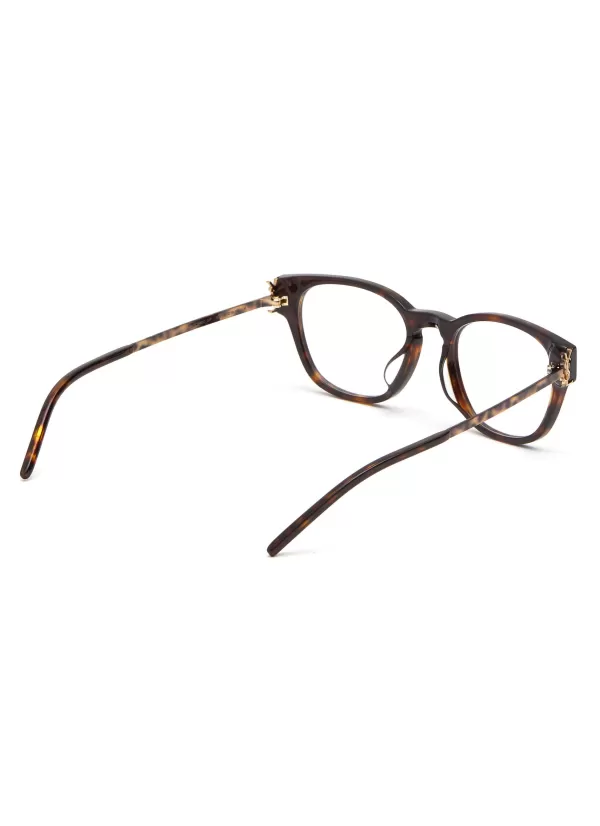 Eyewear>SAINT LAURENT Logo Tortoiseshell Effect Acetate Optical Glasses