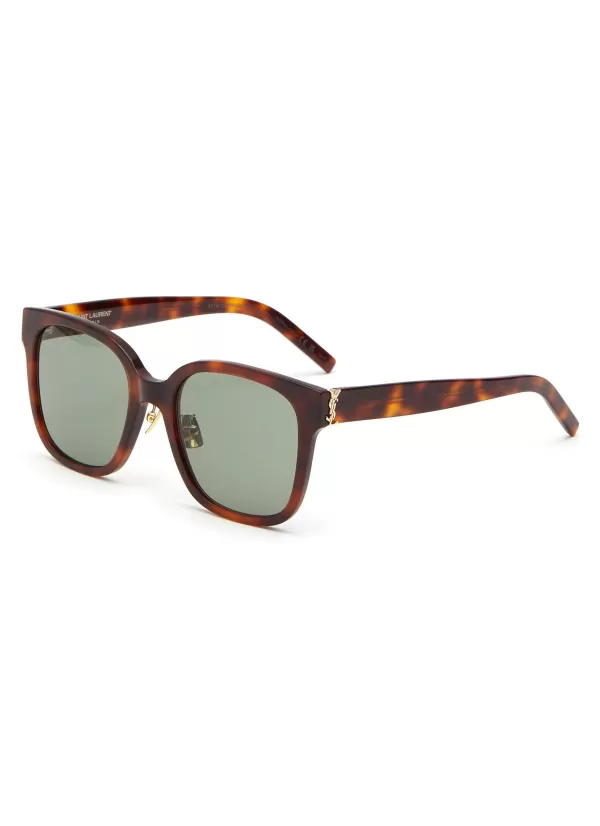 Eyewear>SAINT LAURENT Logo Tortoiseshell Effect Acetate Sunglasses