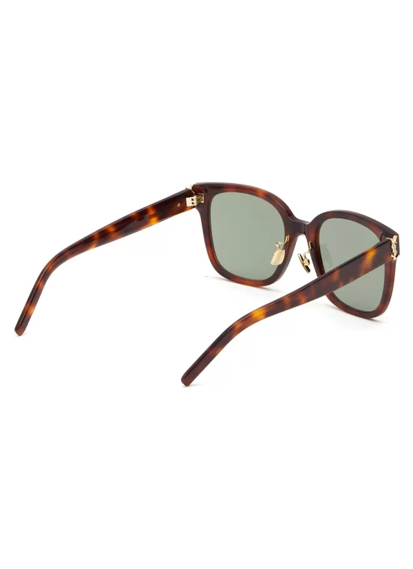 Eyewear>SAINT LAURENT Logo Tortoiseshell Effect Acetate Sunglasses